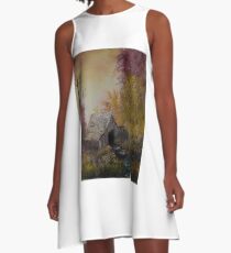 Shed with Trees A-Line Dress