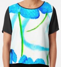 Aquarell blaue Blume Washout Chiffontop