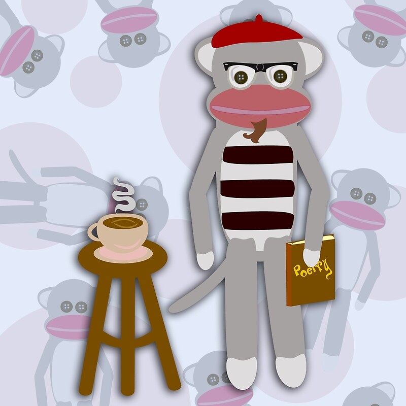  Hipster Beatnik  Sock Monkey by mytshirtfort Redbubble