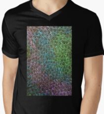 Geometric Peacock Oil Pastel Etching Men's V-Neck T-Shirt