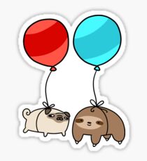 Balloon Sloth and Pug Sticker