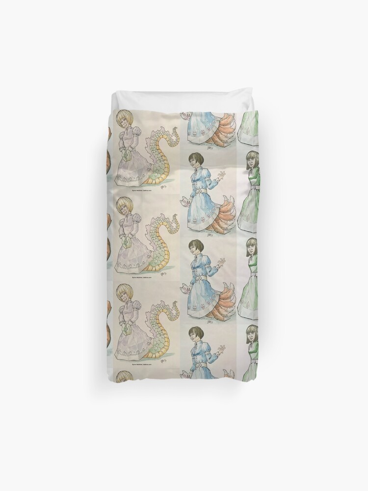 A Kitsune Tanuki A Dragon Girl Duvet Cover By Byronmcbride