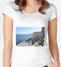 White architecture in Oia, Santorini, Greece Women's Fitted Scoop T-Shirt