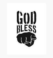 god bless you finger show hand funny god jesus logo design Photographic Print