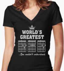 F chord DAD Funny Guitar Tee- Unique Father's Day Gift Women's Fitted V-Neck T-Shirt