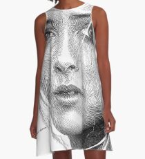 Female Portrait Sketch Drawing 1508 A-Line Dress