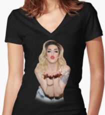 ADORE DELANO - KISS Women's Fitted V-Neck T-Shirt
