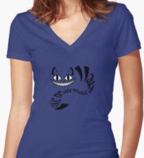 Cheshire Cat - We're all mad here Women's Fitted V-Neck T-Shirt