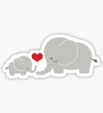 Baby and parent elephant with heart Sticker