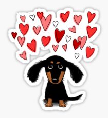 Cute Dachshund Puppy with Valentine Hearts Sticker