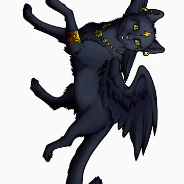 Artwork thumbnail, Black Winged Cat Sticker by cybercat