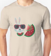 Hungriger Hipster Hase Unisex T-Shirt