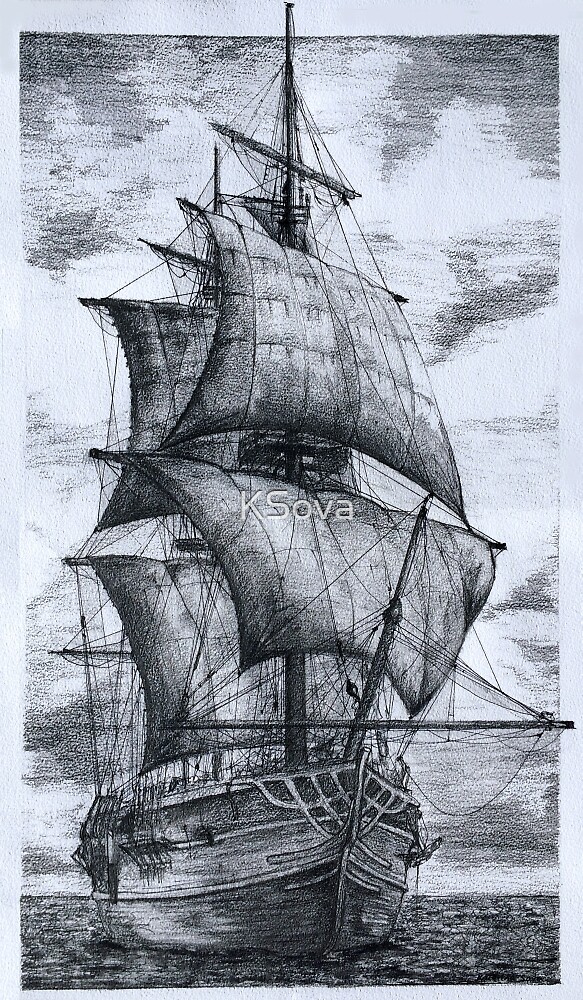 "Old Ship Drawing " by KSova  Redbubble