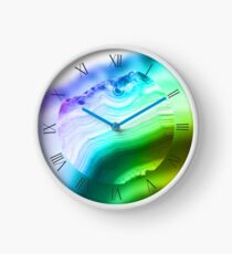 Rainbow colors fancy agate slice mineral Clock
