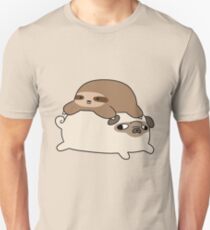 Little Sloth and Pug Slim Fit T-Shirt