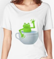 Animal cartoon color frog in cup Women's Relaxed Fit T-Shirt