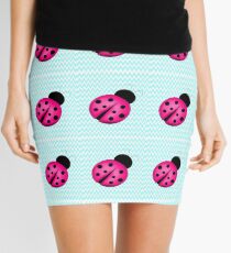 Pink Ladybug on Teal Mini Skirt