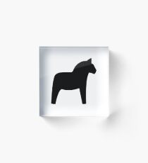 Schwarzes Dala Horse Swedish Wooden Horse Acrylblock