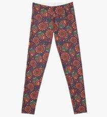 boho ornament red&violet Leggings