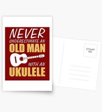 Old Man With Ukulele Postcards
