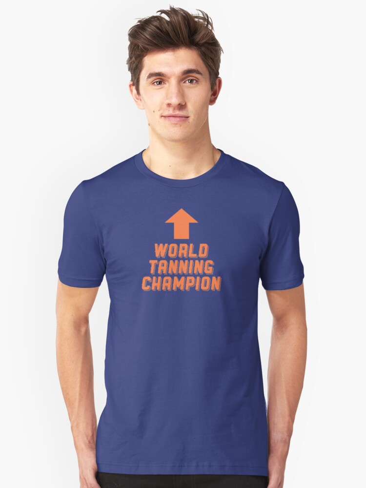 blue and orange champion shirt