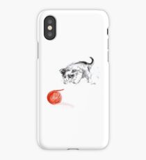 Cat and wool cats poster, sumi-e art print iPhone Case/Skin