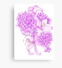 Violet Lilies and Dahlias Canvas Print