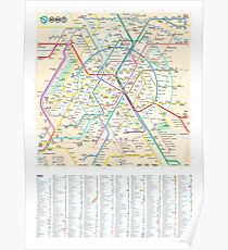 The New Paris Metro Map with Index Poster