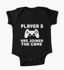 Player 3 has joined the game funny baby boy Short Sleeve Baby One-Piece