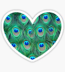 Pegatina Corazón de pluma de pavo real