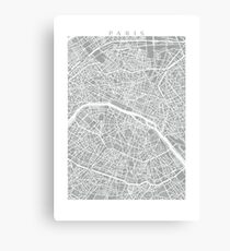 Paris Map (Light Grey) Canvas Print