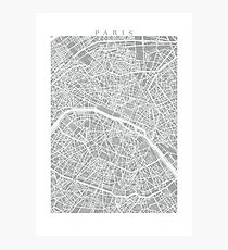 Paris Map (Light Grey) Photographic Print