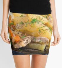 Dish of stewed potatoes with meat and spices Mini Skirt