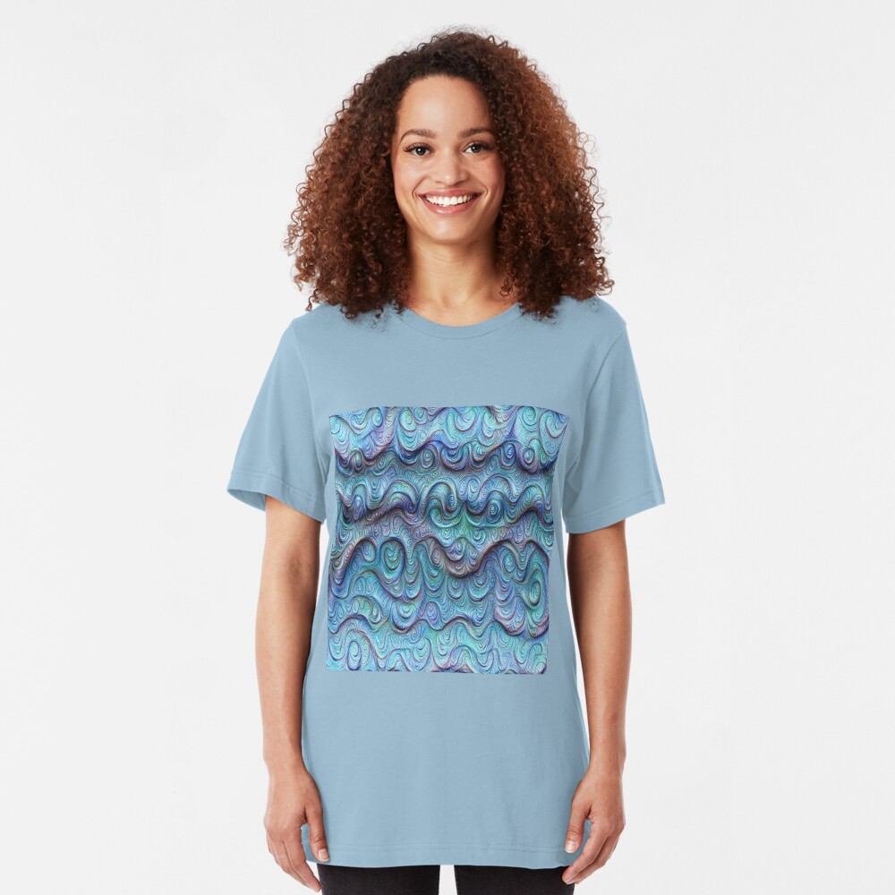 Frozen sea liquid lines and waves #DeepDream Slim Fit T-Shirt