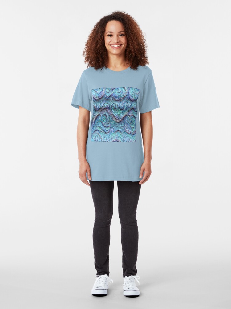 Alternate view of Frozen sea liquid lines and waves #DeepDream Slim Fit T-Shirt