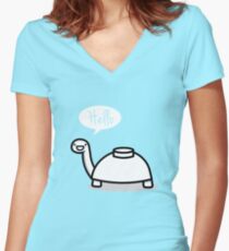 Mine turtle stops by to say hello Women's Fitted V-Neck T-Shirt