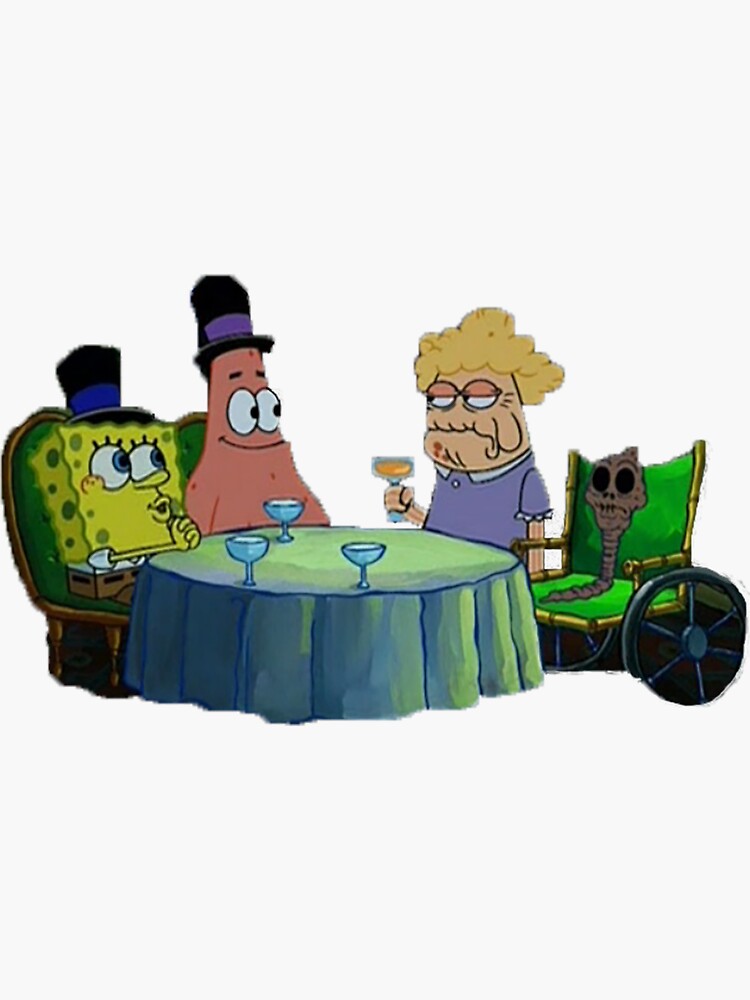"Spongebob has dinner with Chocolate Lady" Sticker by peculiarchild
