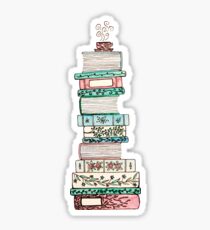 Pink and Blue Floral Bookstack Sticker