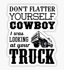 Don't flatter yourself cowboy. I was looking at your truck Sticker