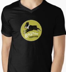 Vintage Style Boston Terrier Men's V-Neck T-Shirt