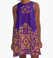 Fiery Floral Folk Pattern A-Line Dress
