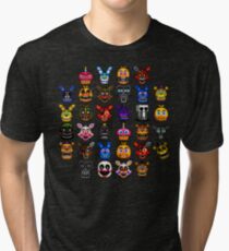NEW - FNAF Multiple Animatronics - (Dec 2016) - Pixel art Tri-blend T-Shirt