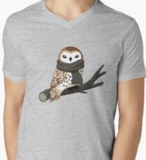Winter-Eule T-Shirt mit V-Ausschnitt für Männer