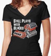 Still Plays With Blocks Women's Fitted V-Neck T-Shirt