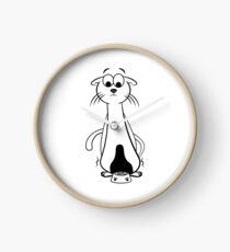 Skinny Funny Cat Eat Bones Clock