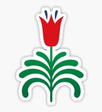 Red tulip sticker - scandinavian folk art inspired style Sticker