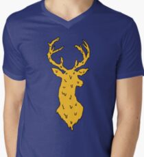 orange on blue deer Men's V-Neck T-Shirt