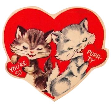 Cat Vintage Valentine's Day Card  Sticker for Sale by Pinkmagenta