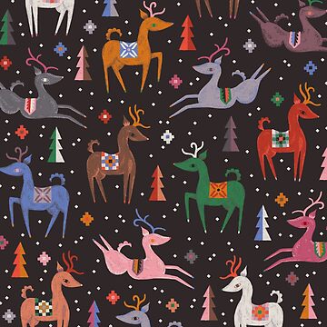 Artwork thumbnail, Reindeer Woven Winter Pattern by lizzydeestudio