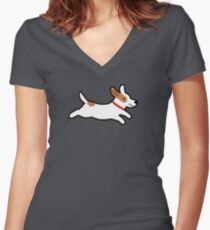 Cute Jack Russell Terrier Women's Fitted V-Neck T-Shirt